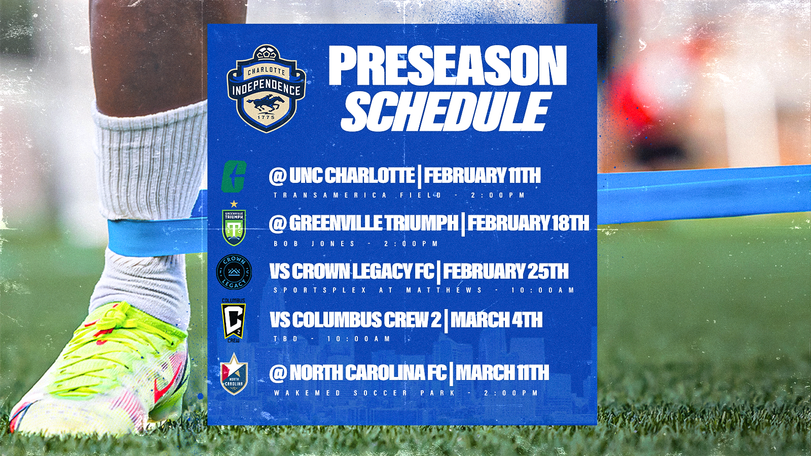 Charlotte Independence Announce 2023 Preseason Schedule - Charlotte  Independence